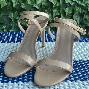 Stuart Weitzman Nude Strappy Leather Heels 8.5
